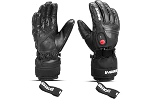INBIKE Gants Chauffants Ski Hiver Chaud Cuir Homme Femme avec Batterie Étanche Rechargeable Chauffe Main Sport Hiver