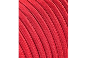 LAMORELL LIGHTDESIGN Cable eléctrico redondo/redondo revestido de tela. Color rojo. Sección 2 x 0,75 (5 metros)