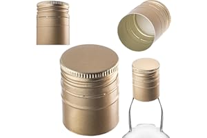 KADAX Schraubverschluss 28x40mm für Flaschen, Flaschenverschluss aus Aluminium, Drehverschluss, Schraubdeckel für Weinflaschen, Saftflaschen & Likörflaschen (Gold, 10 Stück)