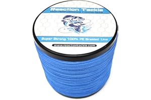 Reaction Tackle Braided Fishing Line - Pro Grade Power Performance for Saltwater or Freshwater - Colored Diamond Braid for Extra Visibility