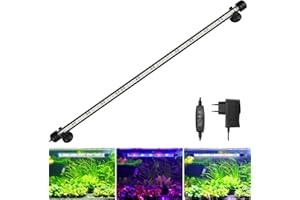 BELLALICHT Illuminazione LED per Acquari, Lampada per Acquari [Luce RGB-Bianca] con Timer, 10 Livelli di Luminosità Dimmerabili IP67 Impermeabile per Serbatoio di Pesci e Piante, L-63C