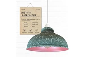DC VOLTAGE Retro Green Cama Metal Lamp Shade – 29cm Replacement Ceiling Light Shade, Industrial Easy Fit Pendant Lampshade for Table Lamp, Living Room, Bedroom, Kitchen & Hallway Lighting