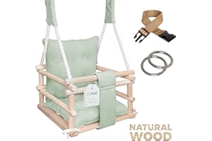 GENERIC LUMALI Indoor Schaukel für Kinder Minze | Baby Schaukel Indoor, Babyschaukel Outdoor - Schaukel mit Kissens - Kinderschaukel für den Garten - Babyschaukel Türrahmen, Schaukel Baby - Holzschaukel