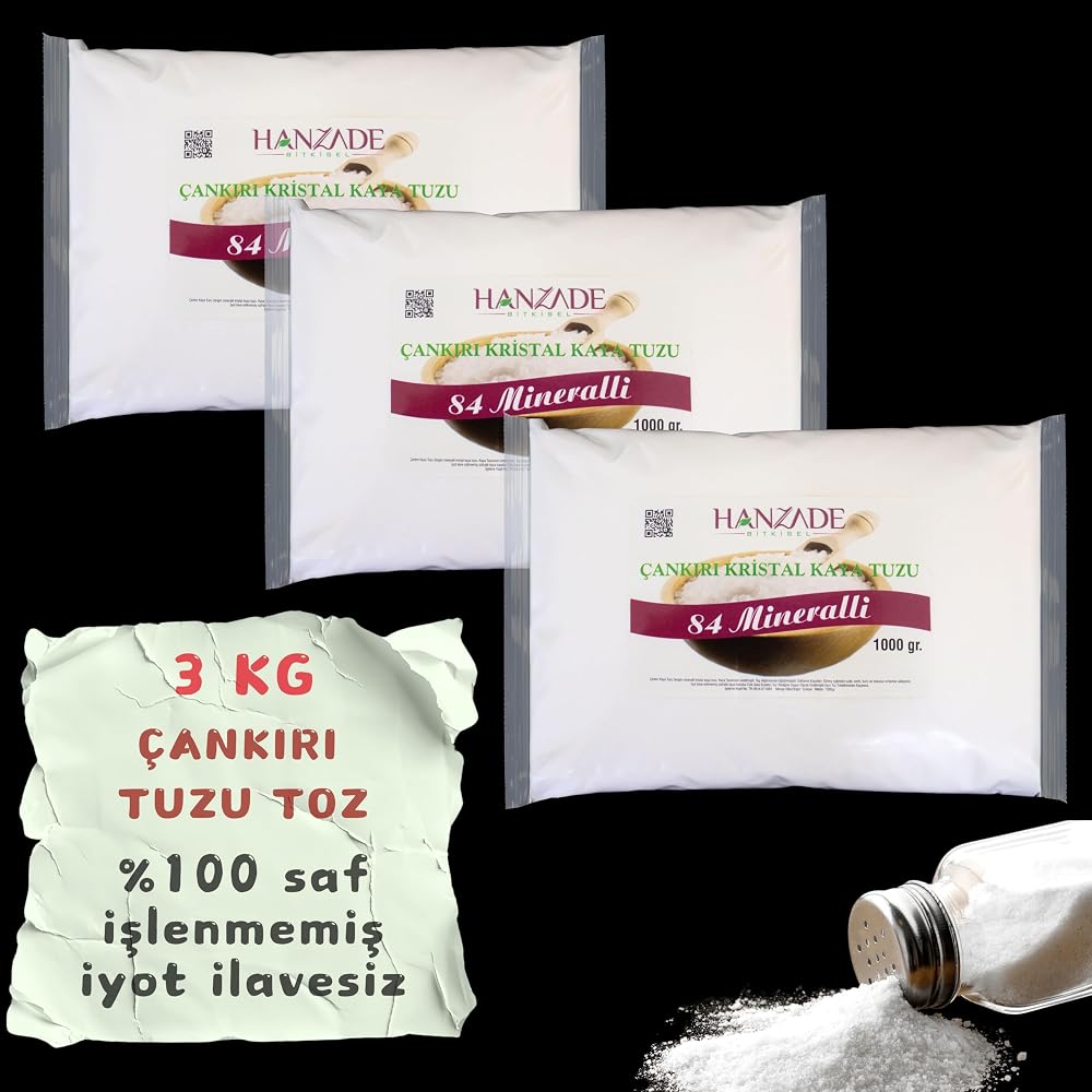 Hanzade Bitkisel 84 Mineralli Çankırı Kristal Kaya Tuzu (3 Kg, Toz Kaya Tuzu)