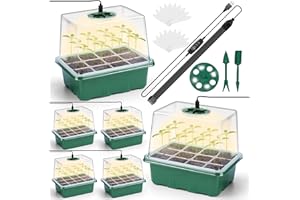 nuyikaso Mini Serres pour Plantes Lot de 6 Bac a Semis Plaque avec Contrôleu Lumière Couvercle Rehaussés 72 Cellules Interieur Plateaux de Culture Pépinière Boîte et Ventilation pour Jardin