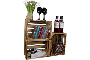 KISTENKOLLI ALTES LAND Scatola di legno Bella fiammata, 40 x 30 x 25 cm, portabottiglie per vino, portabottiglie per bambini, scatola per mobili | cassetta per frutta | scatola per frutta | scatola per mele