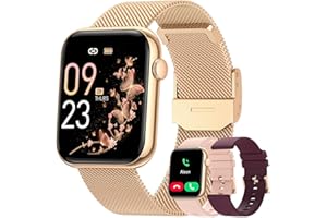 NAIXUES 2024 Smartwatch Damen mit Telefonfunktion, 1,85” HD Touchscreen, Fitnessuhr Damen mit 120+ Sportmodi Pulsuhr SpO2 Menstruationszyklus Schlafmonitor, IP68 Schrittzähler für iOS Android Roségold
