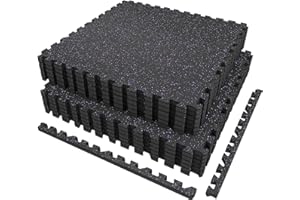 AIRHOP Suelo de Gimnasio, Losetas de Caucho para Suelo Gimnasio, Esterilla Fitness Puzzle para Gimnasio, Casa y Entrenamiento, Pavimento para Halterofilia, 12 Pzs. 60x60x1,4cm