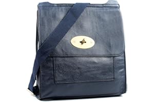 AOSSTA Women's Cross-Body Bags Leather Large/Medium Twist Lock Cross Body Messenger Bag Turnlock Shoulder Bag