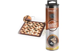 WOGAMAT - Game Tubes Dames - Kit Complet pour Jeu de Dames - Double Face en Néoprène, Damier Dames au Recto, Moulin au Verso + 40 Pions en Bois + Livret Règles