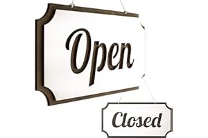 TOROS STORE Double-Sided Wooden Open Sign for Business - Open Closed Sign for Window or Door, Vintage Style Wood Closed Sign, Open and Closed Signs, Decorative Open-Closed Sign 12 х 6 Inches