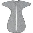 ZIGJOY Shark-Fin Transition Swaddle - 1.0 TOG Baby Sleeping Bag Swaddle Blanket with 2-Way Zipper Newborn Sleep Bag Cotton for All Seasons, Grey, 6-12 Months