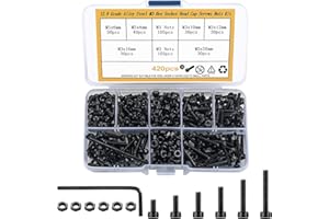 BNNRJIA 420 Szt. Zestaw wkrętów ściankowych wewnętrznych hex i nakrętek, wkręty wewnętrzne sześciokątne z nakrętkami, sortownik z wkrętami maszynowymi w zestawie z pudełkiem na przechowywanie