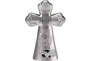 Precious Moments Angel Memorial Cross Cruz, Metal, Multicolor, Talla única
