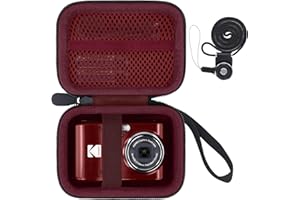 Khanka for Kodak PIXPRO FZ55/FZ45/FZ43 16MP Digital Camera Hard Travel Carrying Storage Case with Carry Handle and Neck Strap,Case Only (Red)