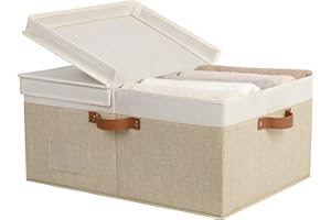 GRANNY SAYS Scatola portaoggetti in tessuto con coperchio, grande scatola portaoggetti per mensole, organizer decorativo, contenitore pieghevole con coperchi per armadio per organizzare vestiti, extra