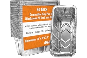 NUPICK 60-Pack Blackstone Griddle Accessories, 5017 Grease Cup Liner for Blackstone 17"/22"/30"/28"/36" Griddle, Drip Pan Grease Catcher Cup Liner, Disposable Aluminum Foil Drip Pan Liner