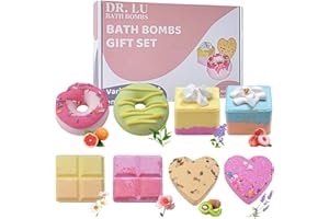 DR. LU BATH BOMBS DR. LU Juego de bombas de baño, 8 Piezas bolas de baño con varios aceites esenciales orgánicos, bomba de baño de burbujas SPA para mujeres, niños, cumpleaños