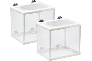Luyoah 2PCS Aquarium Breeding Box Aquarium Fry Hatchery Net Fish Hatchery Isolation Box Baby Fish Tank Divider with 8 Suction Cups 14.2*15.5*16.3 cm