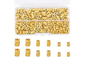 LUYOAH 240Pcs Threaded Inserts M3 Thread Knurled Brass Nuts M3 M4 M5 Threaded Insert Knurled Nuts Brass Internal Thread for Plastic Parts by Heat or Ultrasonic in 3D Printer Parts