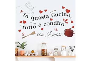 HPNIUB In Questa Cucina Adesivo Muro Decorativo,Adesivi Murali Cucina Decorazioni Muro,Scritte Adesive Per Pareti Tutto è Condito Con Amore Frasi Adesive Da Parete Decorazione Cucina