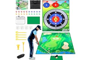 IEEILULU Golf Spielmatte, 2 in 1 Golf Chipping Spielmatte, 178 x 120cm Golf Training Matte mit Golfbällen, Club und Score Board, Golf Abschlagmatte Spiel für Zuhause Innen Außen Kinder Erwachsene