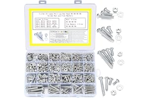 ZWFSDM 1080 Pezzi Set Viti Dadi e Rondelle, M3 M4 M5 M6 Viti a testa cilindrica con intaglio a croce a Croce Bulloni Dadi Kit Assortimento per Fissaggio Fai Da Te