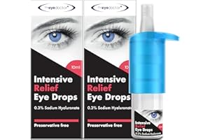 The Eye Doctor Intensive Dry Eye Drops - Preservative Free Eyedrops for Dry Eye Relief - Gently Calms Itchy, Sore & Infected Eyes - Suitable for Contact Lenses with 0.3% Sodium Hyaluronate - 2X 10ml