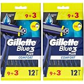 Gillette Blue3 Comfort Use Horse Men's Razor 9+3 Pieces 2 packs