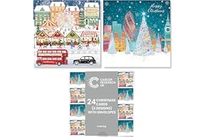 Cancer Research UK Box of 24 Charity Christmas Cards - 2 Designs - London Themed