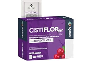 Cistiflor Plus, Mirtillo Rosso, Fermenti Lattici probiotici, Inulina, Semi di Pompelmo | 30 bustine per Cistite, Candida, Infezioni Vie Urinarie | Agocap, integratore d mannosio, cranberry