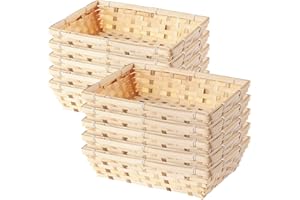 WICKERFIELD 10 Pcs Natural Bamboo Basket Gift Hampers Retail Display Home Organizer (Small)