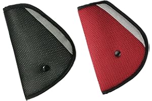 Seatbelt Adjuster, HONTECH 2 Packs Seat Belt Safety Covers for Kids Red + Black.