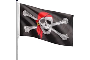 FLAGMASTER asta telescopica in alluminio 6,50 m, 30 bandiere diverse a scelta, Pirata