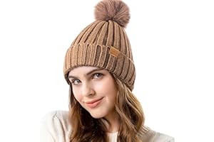 REDESS Donna Inverno Cappello a Maglia Beanie Caldo Pile Foderato con Pompom cap Spesso Slouchy Neve Maglia Cranio Ski cap