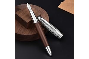 LANXIVI Hongdian 6016 Stylo-plume à pointe extra fine, en bois naturel avec étui à stylo