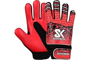 Seekingon Goalkeeper Gloves Kids, Children, Football Training Gloves with Premium Grip, Weather-resistant, Breathable, Latex Goalie Gloves Sizes 4/5/6/7