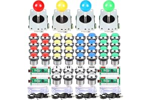 EG STARTS 4 Giocatori Kit Arcade LED per gioco USB per PC MAME Controller retrò fai-da-te e Raspberry Pi con Joystick Arcade pulsanti Arcade LED Chrome Ritardo Zero Codifica USB
