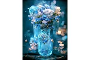Taasmoog 5D Diamond Painting kit Completo, Pittura Diamante 5D Fai da Te, Kit di Pittura Ricami a Croce fai -da -te per la Decorazione Della Parete Domestica(Bottiglia di Cristallo Blu
