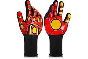 GOFOWRK BBQ Grillhandschuhe, Grillhandschuhe Hitzebeständig bis 800 °C, rutschfest & Schnittfest, Feuerfeste Grill Handschuhe für Männer und Frauen, Perfektes BBQ Geschenk, Grillzubehör