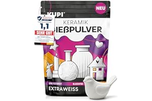 KUPI Keramik Gießpulver Weiß 5kg | Gips zum Gießen Lufthärtend & Geruchlos | Gießmasse für Silikonformen | Reliefgießpulver Weiß Keramikpulver Gipspulver 3/1 mix