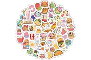 PADABAYKA Kawaii Naklejki Jedzenie, Dla Nastolatków i Dorosłych – Słodkie Naklejki z Jedzeniem na Laptopy i Butelki z Wodą – Winylowe Naklejki Kawaii do Scrapbookingu i Dziennika - Kawaii Food
