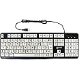Geemarc Wired Alphanumeric Keyboard with Large Black Lettering and White Keys - High Colour Contrast for People with Low Vision - Compatible with Windows XP, Vista, 7, 8, 10 - UK Version