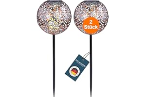 ‎BMF-VERSAND bmf-versand® LED-Solarkugel 20cm 2er Set - Solar Kugelleuchte - Außenkugelleuchte mit Stab 54cm - runde Solarlampen für Außen Garten - Gartenleuchte Spritzwasser geschützt - Solarleuchte