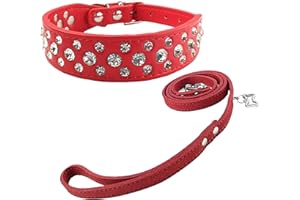 Newtensina Collier de Chien de Mode et Laisse Set Bling Collier de Chien Mignon Diamante avec des laisses