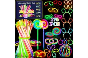 Amzeeniu 275 Pièces Bâtons lumineux,Bracelets Fluorescents Glow, avec Connecteurs pour Halloween,Noël,Anniversaires,Festival,Fournitures de Fête Sombre