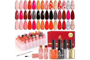 Lavender Violets 25 Pieces Gel Nail Polish Rose Gold Romantic with Foundation Kit Kit Blooming Gel, Base and Matte Glossy, Top Coat Dotting Drawing Nail Brush Manicure Soak Off UV LED Varnish C401