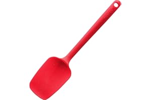 MASTRAD - Spatule - Cuillère - Préparation Cuisson Mélanger - Unibloc - En Silicone - Ne Raye Pas Les Casseroles - Rouge