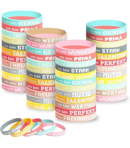 24 Motivationsarmbänder Für Kinder - Silikon Armbänder Mit Positiven Sprüchen