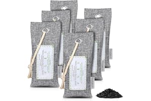 CLEVAST Sacchetti di purificazione dell'aria al carbone di legna di bambù 6x60g, sacchetti di carbone attivo che assorbono gli odori e l'umidità, deodoranti per auto, scarpe, casa, armadi